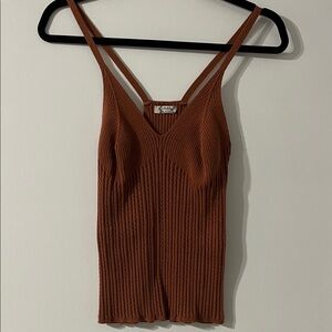 Free People Rust Orange Knit Ribbed Thick Camisole M